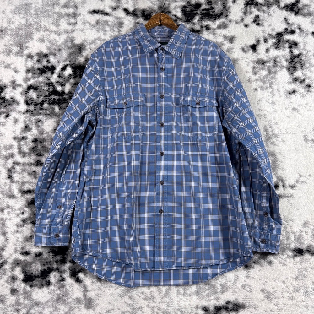 Outdoor Life Men's Blue Plaid Flannel Long Sleeve Button Up Shirt Size L